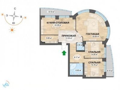 3-комнатная квартира в ЖК Чемпион-Парк, 141 м2, 25/37 эт.