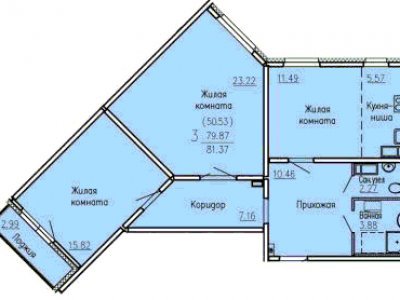 2-комнатная квартира в ЖК Хрустальные ключи, 81 м2, 4/18 эт.