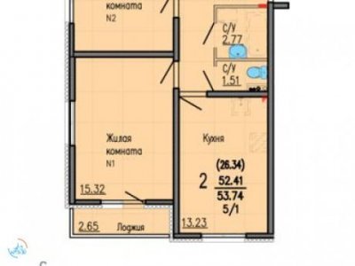 2-комнатная квартира в ЖК Мичуринский, 54 м2, 3/5 эт.